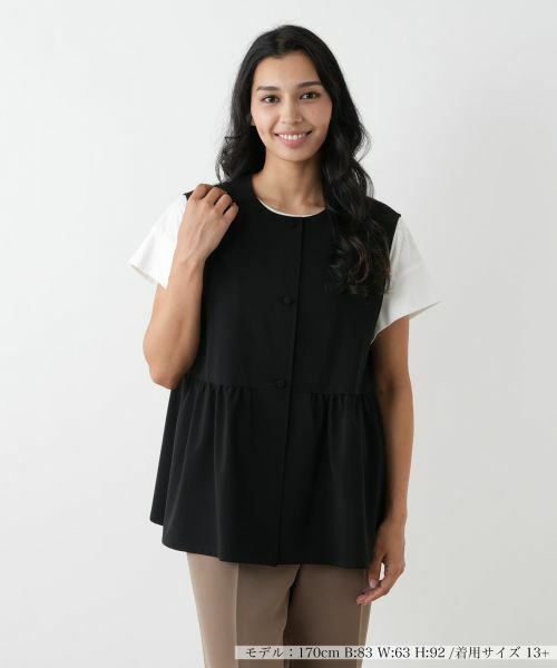 Leilian PLUS HOUSE/レリアンプラスハウス フレアベスト ブラック 17+ Leilian PLUS HOUSE/レリアンプラスハウス フレアベスト ブラック 17+