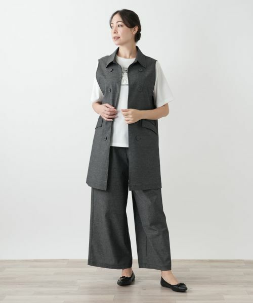 Leilian PLUS HOUSE / レリアンプラスハウス テーラードジャケット | 洗えるデニム調トレンチ風ジレ | 詳細4