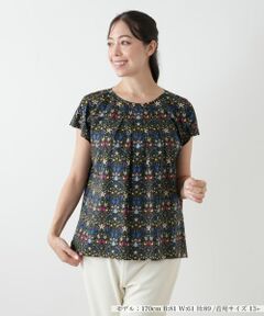 Leilian PLUS HOUSE / レリアンプラスハウス シャツ・ブラウス | フラワー柄フレンチスリーブブラウス