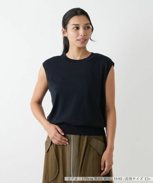 Leilian PLUS HOUSE/レリアンプラスハウス ノースリーブニット ネイビー 13+ Leilian PLUS HOUSE/レリアンプラスハウス ノースリーブニット ネイビー 13+