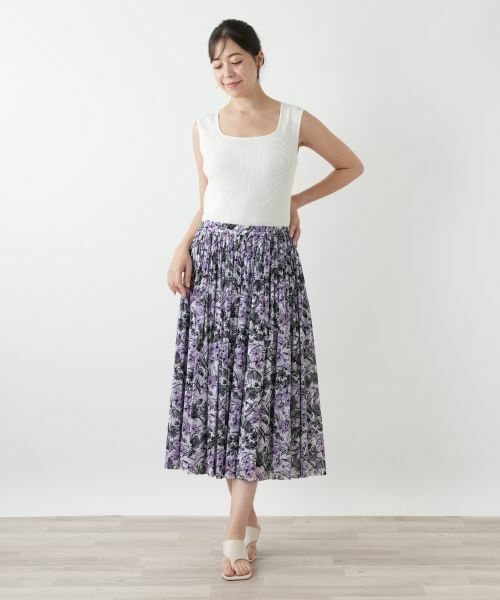 Leilian PLUS HOUSE / レリアンプラスハウス ロング・マキシ丈スカート | 花柄プリーツスカート | 詳細4