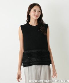 Leilian PLUS HOUSE / レリアンプラスハウス テーラードジャケット | 透かし編みフリンジベスト【Leilian WHITE LABEL】