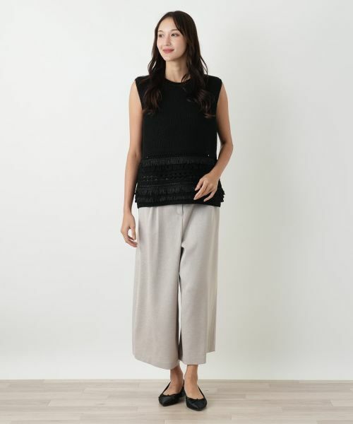 Leilian PLUS HOUSE / レリアンプラスハウス テーラードジャケット | 透かし編みフリンジベスト【Leilian WHITE LABEL】 | 詳細1