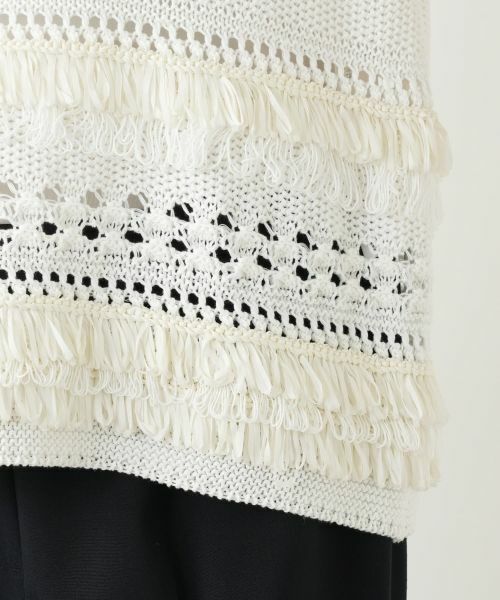 Leilian PLUS HOUSE / レリアンプラスハウス テーラードジャケット | 透かし編みフリンジベスト【Leilian WHITE LABEL】 | 詳細13