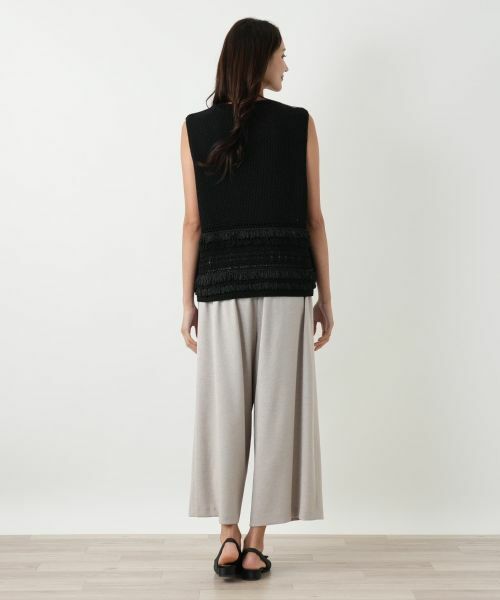 Leilian PLUS HOUSE / レリアンプラスハウス テーラードジャケット | 透かし編みフリンジベスト【Leilian WHITE LABEL】 | 詳細3