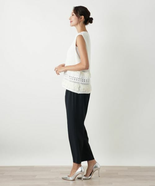 Leilian PLUS HOUSE / レリアンプラスハウス テーラードジャケット | 透かし編みフリンジベスト【Leilian WHITE LABEL】 | 詳細5