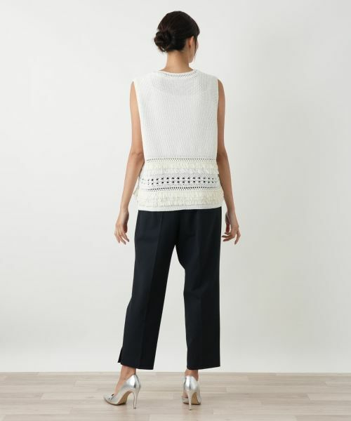 Leilian PLUS HOUSE / レリアンプラスハウス テーラードジャケット | 透かし編みフリンジベスト【Leilian WHITE LABEL】 | 詳細6