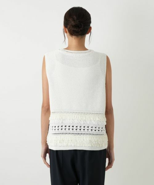 Leilian PLUS HOUSE / レリアンプラスハウス テーラードジャケット | 透かし編みフリンジベスト【Leilian WHITE LABEL】 | 詳細9