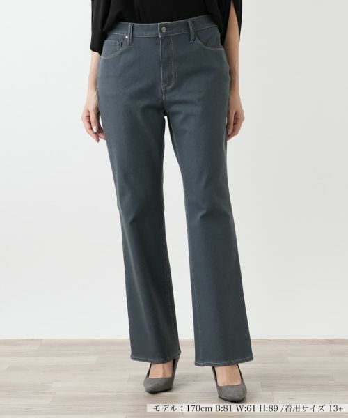 Leilian PLUS HOUSE/レリアンプラスハウス ストレッチパンツ【L JEANS】 グレー系 13+ Leilian PLUS HOUSE/レリアンプラスハウス ストレッチパンツ【L JEANS】 グレー系 13+