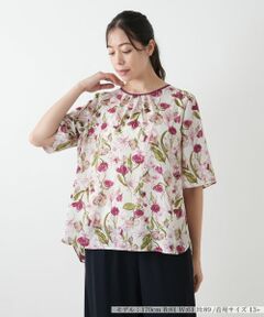 Leilian PLUS HOUSE / レリアンプラスハウス シャツ・ブラウス | フラワー柄スモックブラウス【Leilian WHITE LABEL】