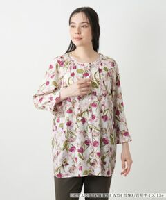 Leilian PLUS HOUSE / レリアンプラスハウス シャツ・ブラウス | フラワー柄チュニックブラウス【Leilian WHITE LABEL】