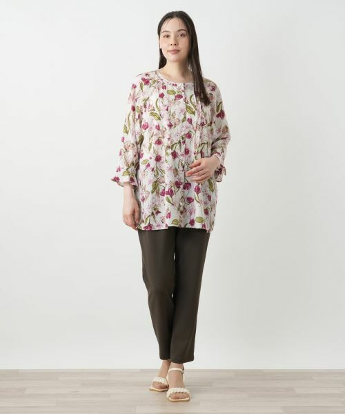Leilian PLUS HOUSE / レリアンプラスハウス シャツ・ブラウス | フラワー柄チュニックブラウス【Leilian WHITE LABEL】 | 詳細1
