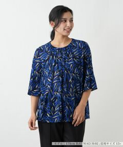 Leilian PLUS HOUSE / レリアンプラスハウス シャツ・ブラウス | プリントタックブラウス【Leilian WHITE LABEL】