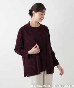 Leilian PLUS HOUSE / レリアンプラスハウス シャツ・ブラウス | ボーダー羽織ブラウス【Leilian WHITE LABEL】