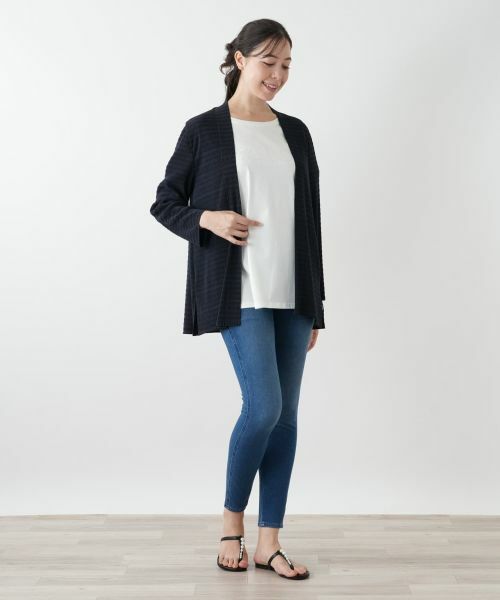 Leilian PLUS HOUSE / レリアンプラスハウス シャツ・ブラウス | ボーダー羽織ブラウス【Leilian WHITE LABEL】 | 詳細1