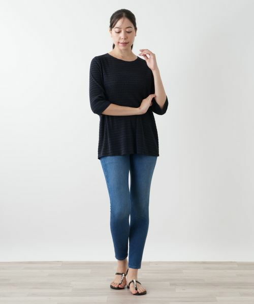 Leilian PLUS HOUSE / レリアンプラスハウス カットソー | ボーダー七分袖カットソー【Leilian WHITE LABEL】 | 詳細1