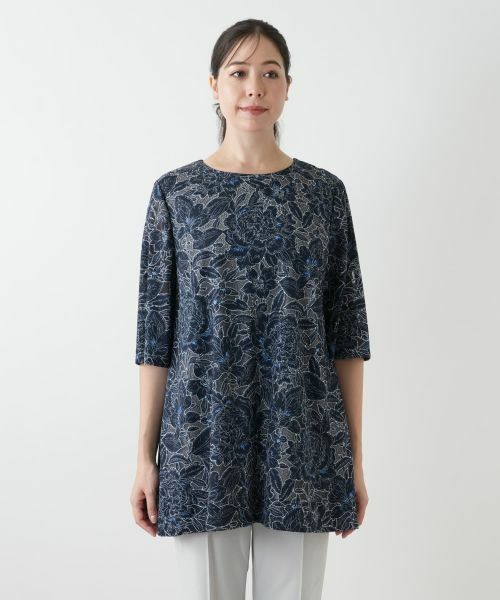 Leilian PLUS HOUSE / レリアンプラスハウス シャツ・ブラウス | 刺繍クルーネックブラウス | 詳細7