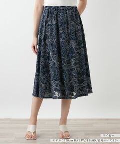 Leilian PLUS HOUSE / レリアンプラスハウス ミニ・ひざ丈スカート | フラワー刺繍スカート