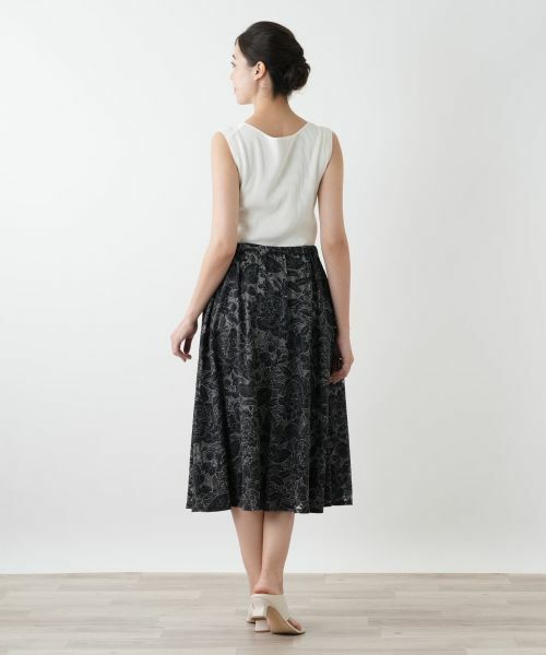 Leilian PLUS HOUSE / レリアンプラスハウス ミニ・ひざ丈スカート | フラワー刺繍スカート | 詳細3
