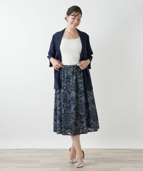 Leilian PLUS HOUSE / レリアンプラスハウス ミニ・ひざ丈スカート | フラワー刺繍スカート | 詳細4