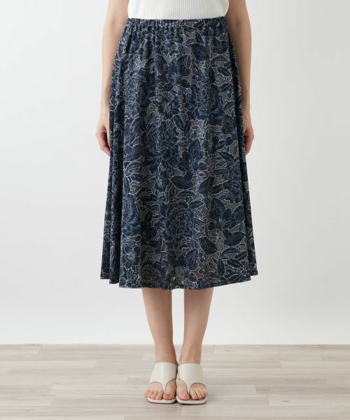 Leilian PLUS HOUSE / レリアンプラスハウス ミニ・ひざ丈スカート | フラワー刺繍スカート | 詳細7