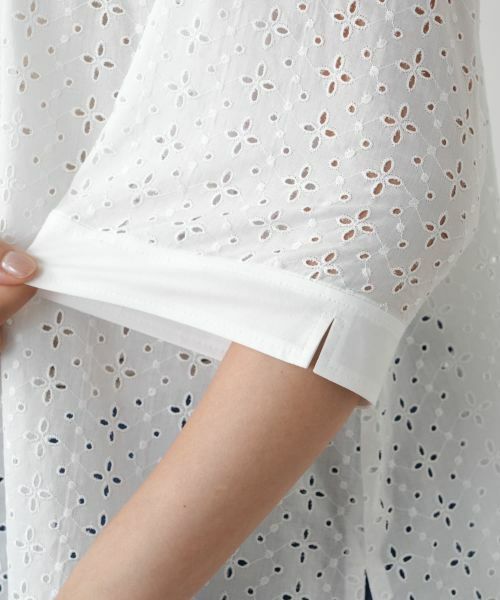 Leilian PLUS HOUSE / レリアンプラスハウス シャツ・ブラウス | カットワーク七分袖ブラウス【Leilian WHITE LABEL】 | 詳細13