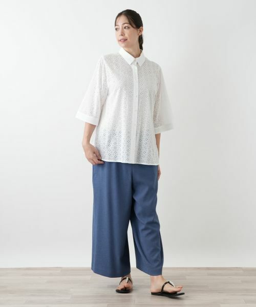 Leilian PLUS HOUSE / レリアンプラスハウス シャツ・ブラウス | カットワーク七分袖ブラウス【Leilian WHITE LABEL】 | 詳細4