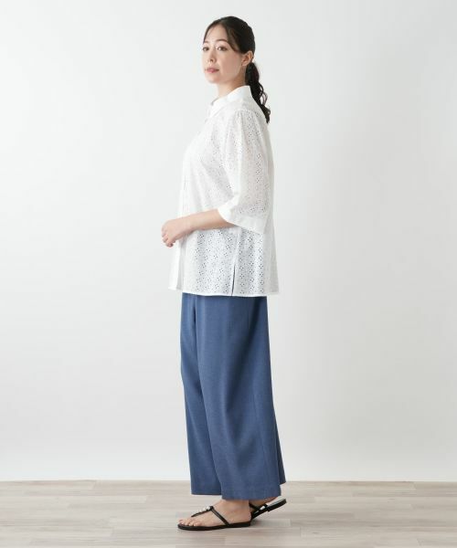 Leilian PLUS HOUSE / レリアンプラスハウス シャツ・ブラウス | カットワーク七分袖ブラウス【Leilian WHITE LABEL】 | 詳細5