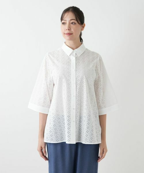 Leilian PLUS HOUSE / レリアンプラスハウス シャツ・ブラウス | カットワーク七分袖ブラウス【Leilian WHITE LABEL】 | 詳細7