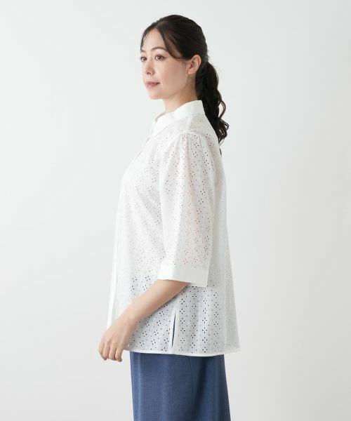 Leilian PLUS HOUSE / レリアンプラスハウス シャツ・ブラウス | カットワーク七分袖ブラウス【Leilian WHITE LABEL】 | 詳細8