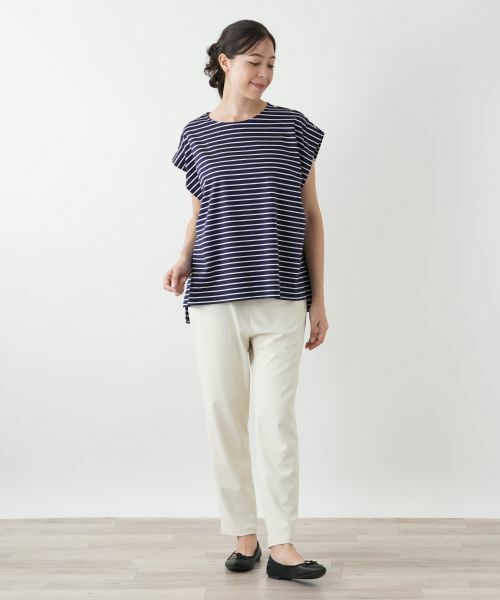 Leilian PLUS HOUSE / レリアンプラスハウス カットソー | ボーダーノースリーブカットソー【Leilian WHITE LABEL】 | 詳細1