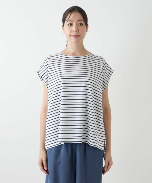 Leilian PLUS HOUSE / レリアンプラスハウス カットソー | ボーダーノースリーブカットソー【Leilian WHITE LABEL】 | 詳細7