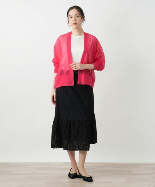 Leilian PLUS HOUSE / レリアンプラスハウス ミニ・ひざ丈スカート | カギ編みレーススカート【BOURGE】 | 詳細1