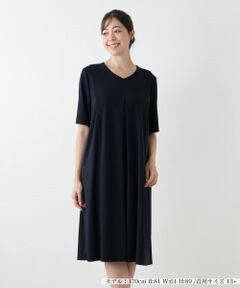 Leilian PLUS HOUSE / レリアンプラスハウス ドレス | Vネックフレアワンピース【Leilian WHITE LABEL】