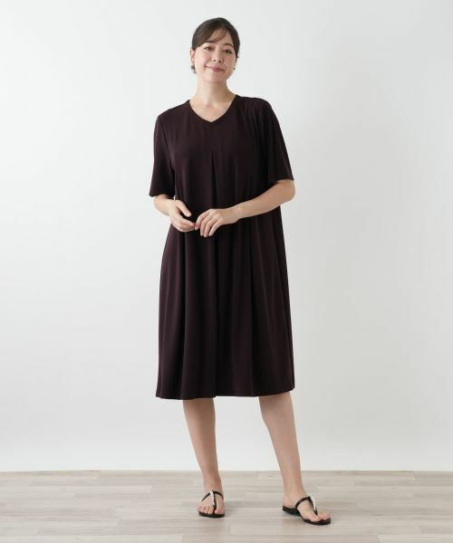 Leilian PLUS HOUSE / レリアンプラスハウス ドレス | Vネックフレアワンピース【Leilian WHITE LABEL】 | 詳細1