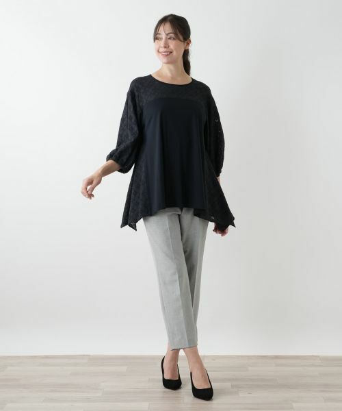 Leilian PLUS HOUSE / レリアンプラスハウス カットソー | レース切替カットソー【Leilian WHITE LABEL】 | 詳細1