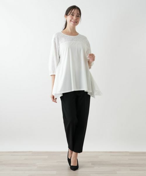 Leilian PLUS HOUSE / レリアンプラスハウス カットソー | レース切替カットソー【Leilian WHITE LABEL】 | 詳細4