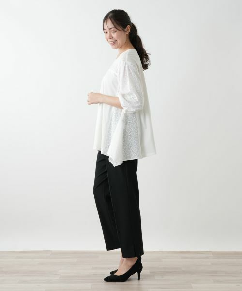 Leilian PLUS HOUSE / レリアンプラスハウス カットソー | レース切替カットソー【Leilian WHITE LABEL】 | 詳細5