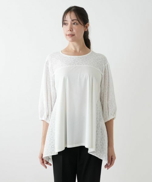 Leilian PLUS HOUSE / レリアンプラスハウス カットソー | レース切替カットソー【Leilian WHITE LABEL】 | 詳細7