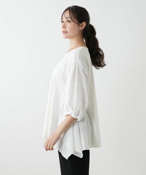 Leilian PLUS HOUSE / レリアンプラスハウス カットソー | レース切替カットソー【Leilian WHITE LABEL】 | 詳細8