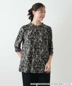 Leilian PLUS HOUSE / レリアンプラスハウス カットソー | プリントバンドカラーブラウス【Leilian WHITE LABEL】