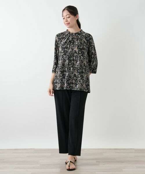 Leilian PLUS HOUSE / レリアンプラスハウス カットソー | プリントバンドカラーブラウス【Leilian WHITE LABEL】 | 詳細1