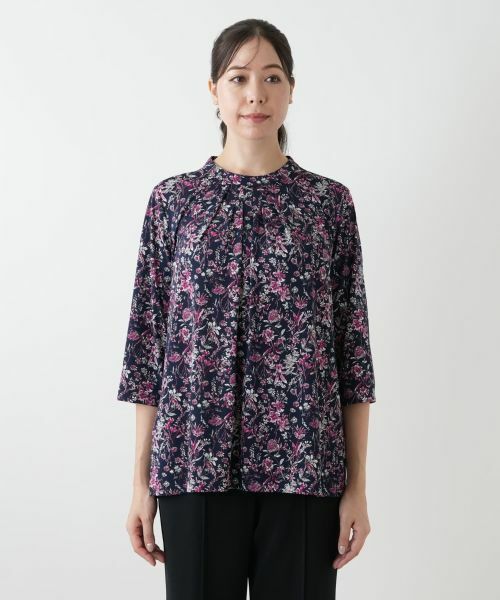 Leilian PLUS HOUSE / レリアンプラスハウス カットソー | プリントバンドカラーブラウス【Leilian WHITE LABEL】 | 詳細10