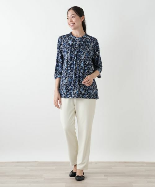 Leilian PLUS HOUSE / レリアンプラスハウス カットソー | プリントバンドカラーブラウス【Leilian WHITE LABEL】 | 詳細4