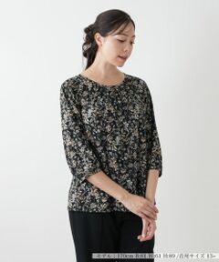 Leilian PLUS HOUSE / レリアンプラスハウス カットソー | プリントフレアブラウス【Leilian WHITE LABEL】