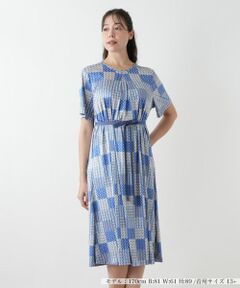 Leilian PLUS HOUSE / レリアンプラスハウス ドレス | 幾何学柄フレアワンピース【ROCHAS Premiere】