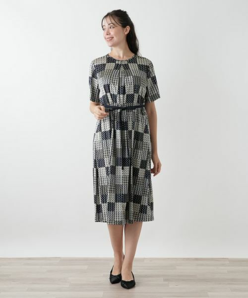 Leilian PLUS HOUSE / レリアンプラスハウス ドレス | 幾何学柄フレアワンピース【ROCHAS Premiere】 | 詳細1