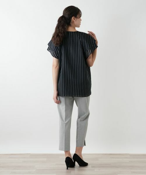 Leilian PLUS HOUSE / レリアンプラスハウス シャツ・ブラウス | 袖ティアードストライプブラウス【プラス企画】 | 詳細3