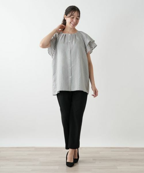 Leilian PLUS HOUSE / レリアンプラスハウス シャツ・ブラウス | 袖ティアードストライプブラウス【プラス企画】 | 詳細4