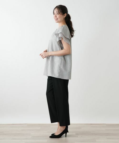 Leilian PLUS HOUSE / レリアンプラスハウス シャツ・ブラウス | 袖ティアードストライプブラウス【プラス企画】 | 詳細5